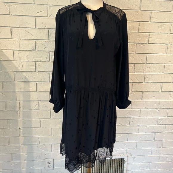 Zadig & Voltaire 100% Silk Riche Jac Deluxe Black Star Pattern Dress Womens M - Picture 3 of 16